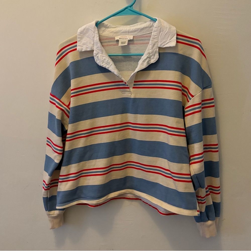 Striped Crop Polo Shirt